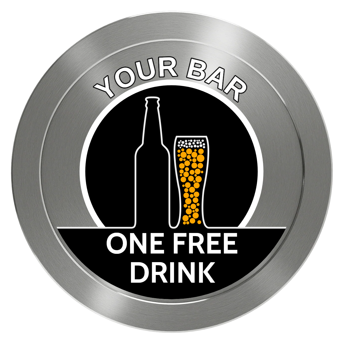 Beer and Glass Aluminum Poker Chips - Silver - Back