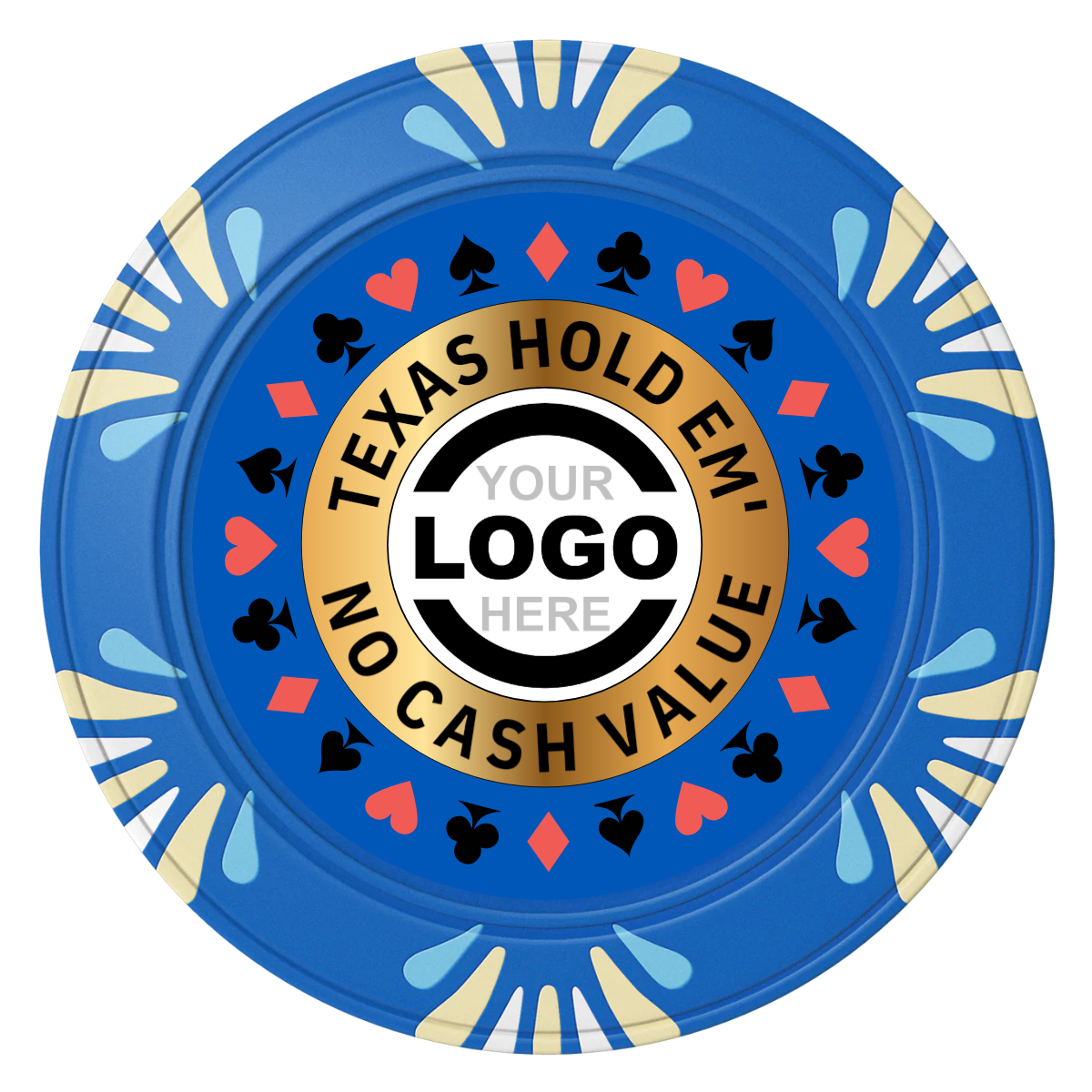 Texas Hold Em' Clay Poker Chips - Blue / Macau / 40mm - Front