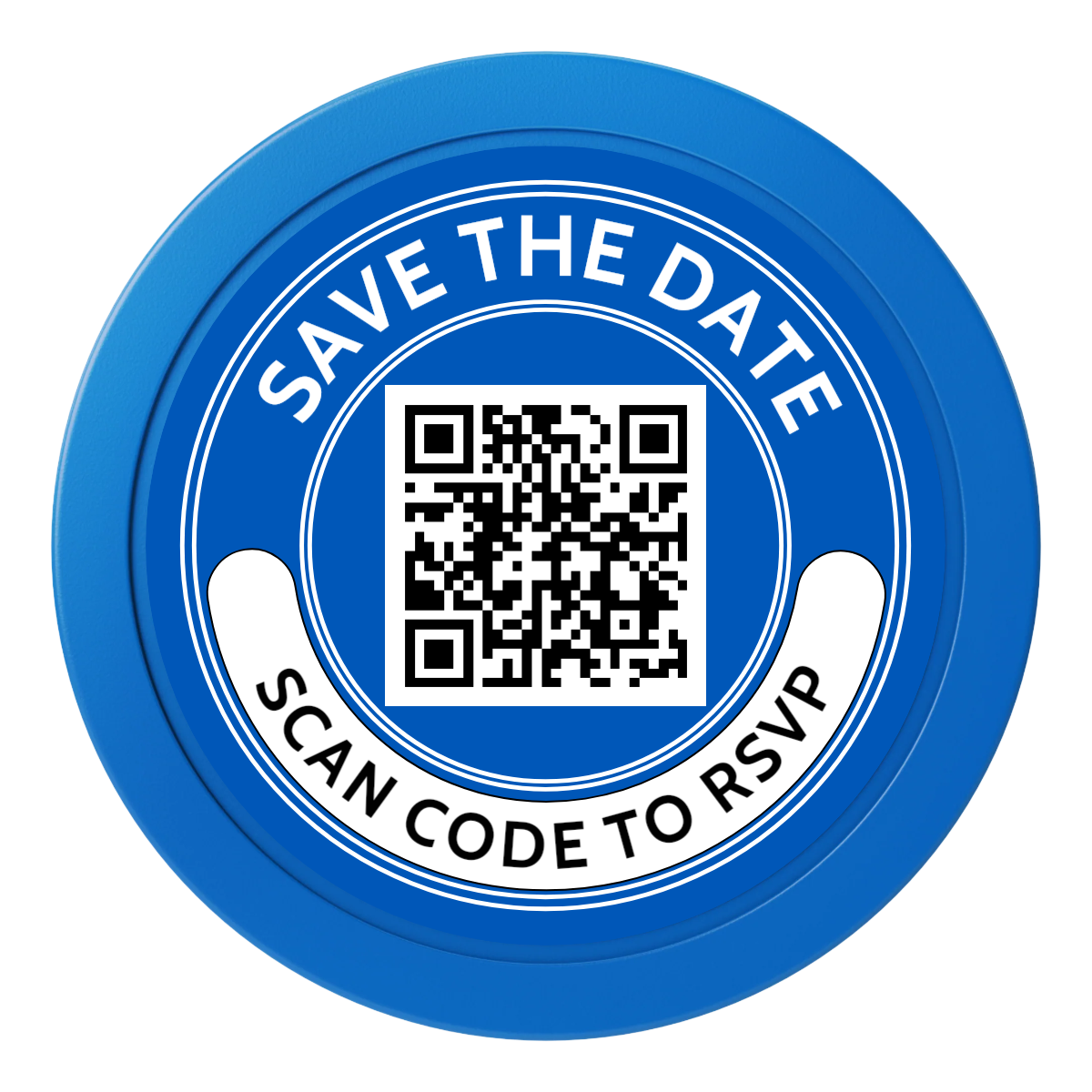 Save the Date Photo QR Code 2" Oversized Poker Chips - Blue - Back