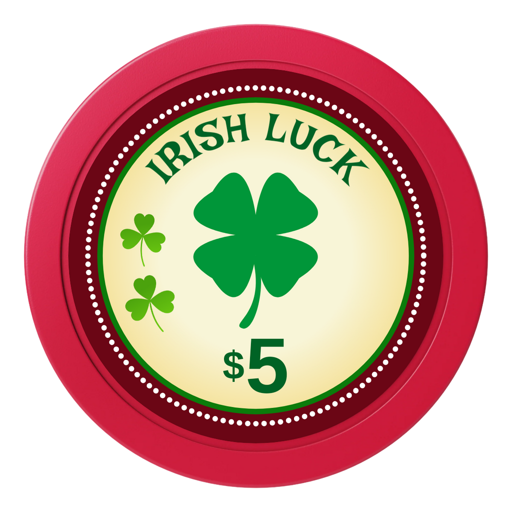 Irish Luck 2" Oversized Poker Chips - Red - Front