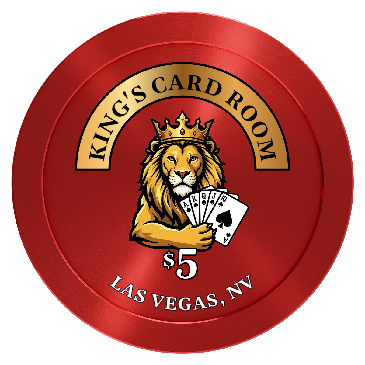 King's Card Room Aluminum Poker Chips - Red - Front