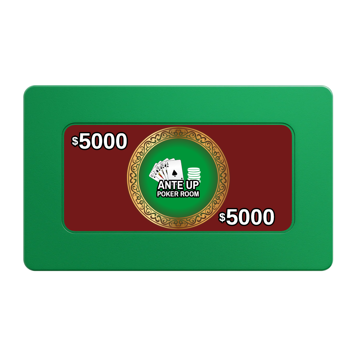 Ante Up Poker Room Rectangular Poker Chip Plaques - Green - Back