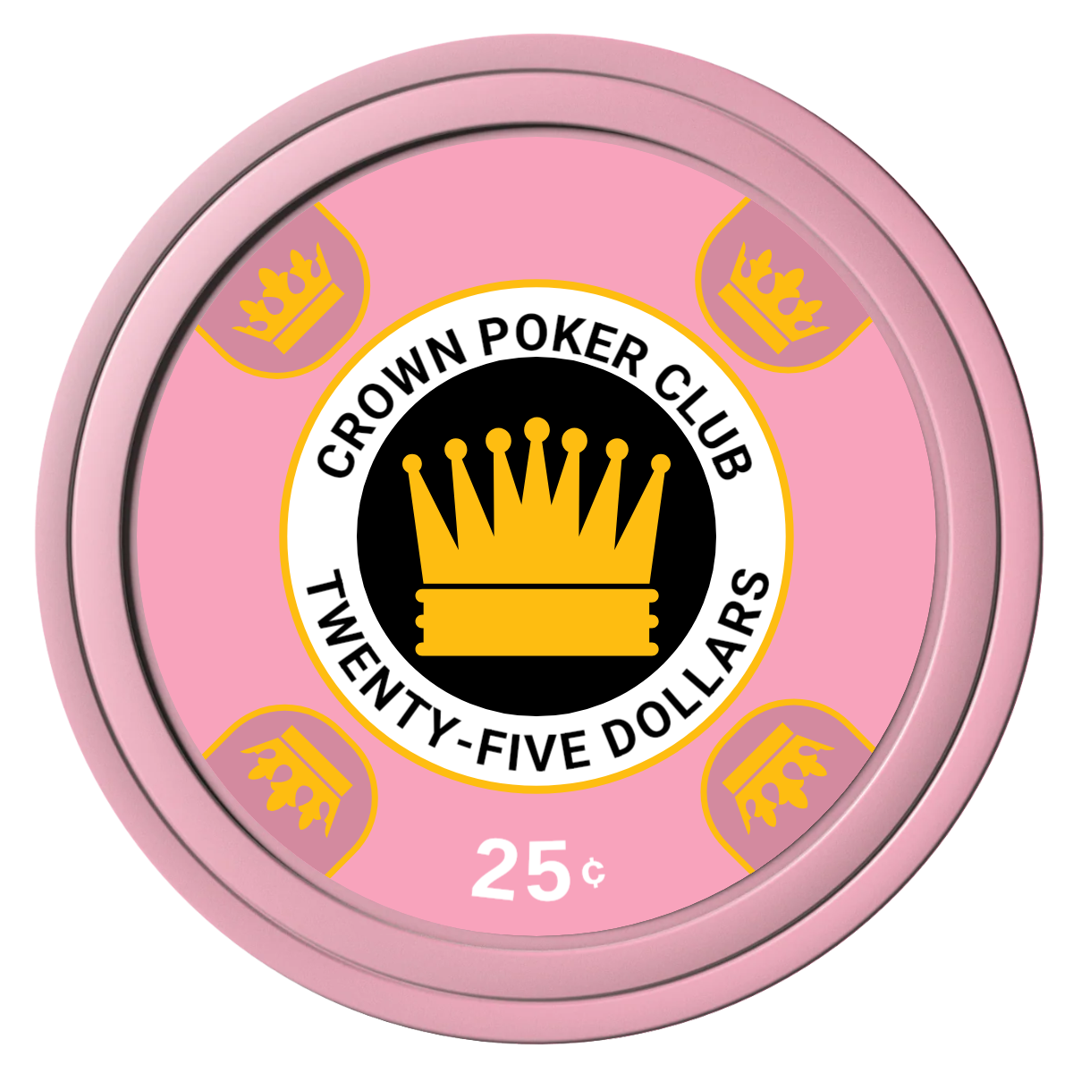 Crown Card Room Composite Poker Chips - Pink / Solid - Front