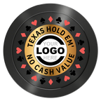 Texas Hold Em' Aluminum Poker Chips - Black - Front