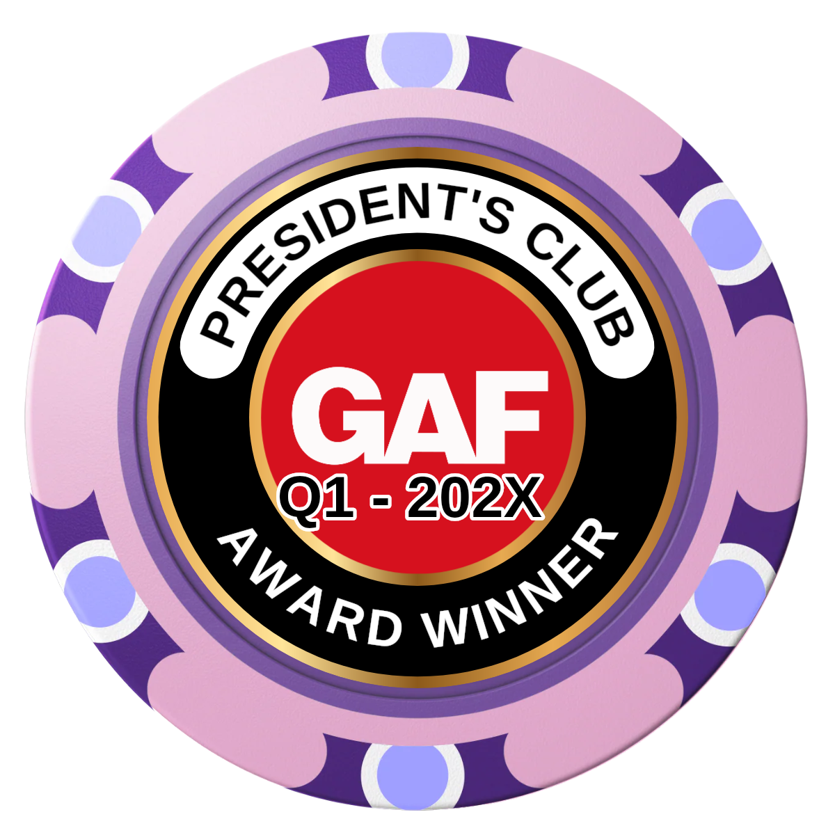 President's Club Clay Poker Chips - Pink / Monte Carlo / 40mm - Front