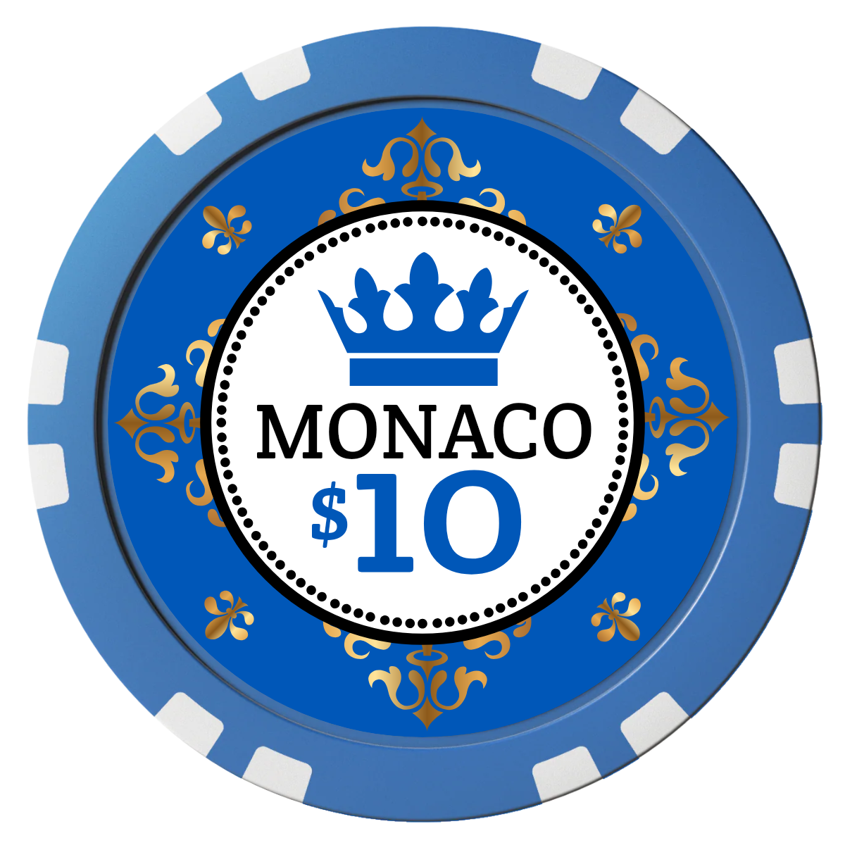 Monaco #001 Composite Poker Chips - Blue / Double Stripe - Front