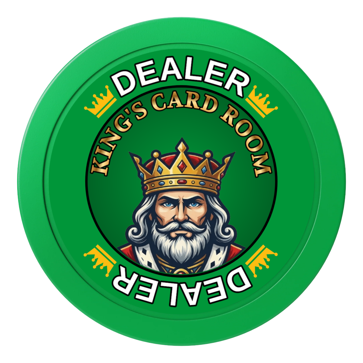 Kings 2" Composite Dealer Button - Green - Back