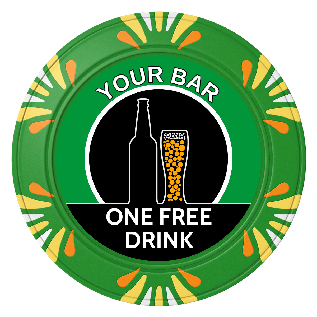 Beer and Glass Clay Poker Chips - Green / Macau / 40mm - Front