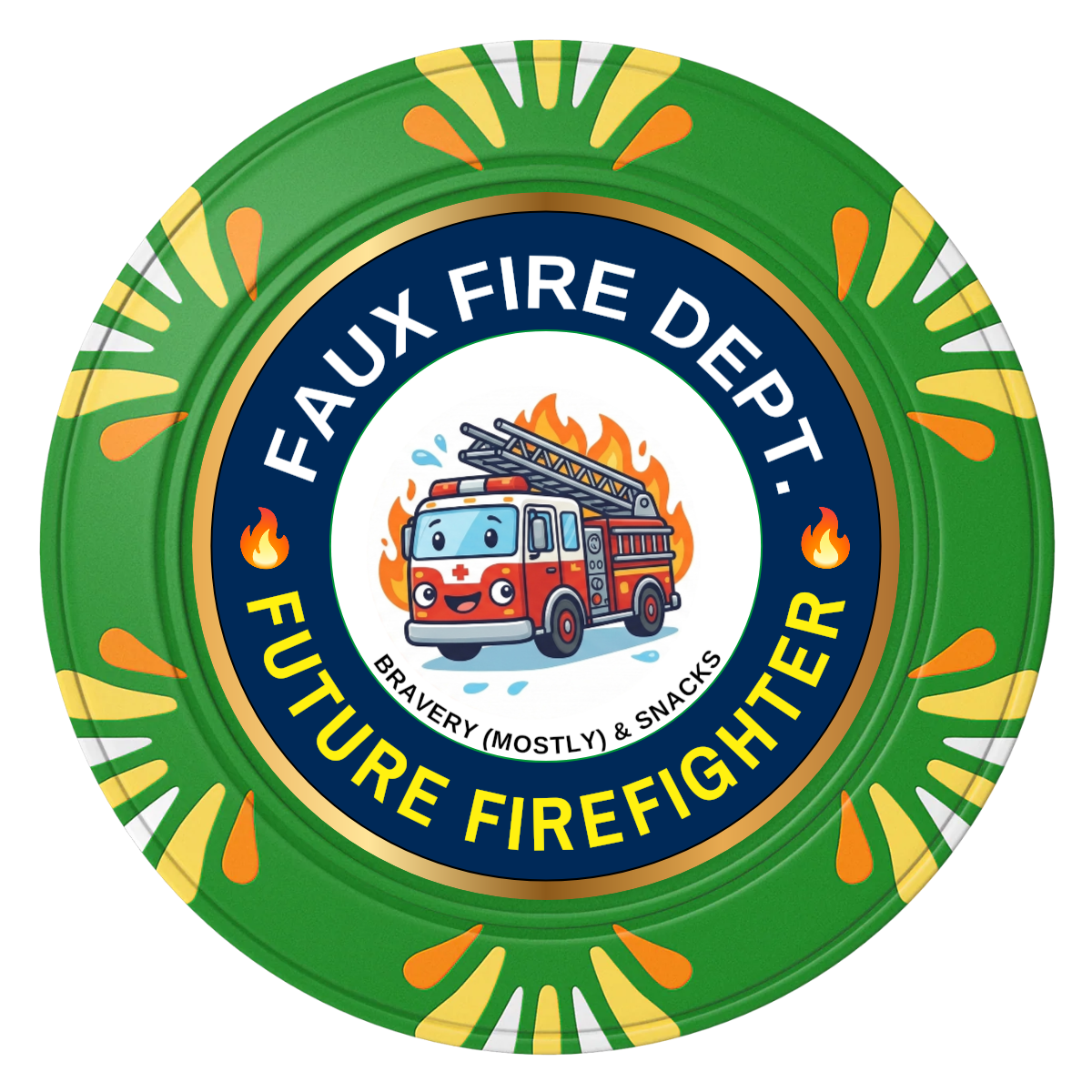 Future Firefighter Clay Poker Chips - Green / Macau / 40mm - Front