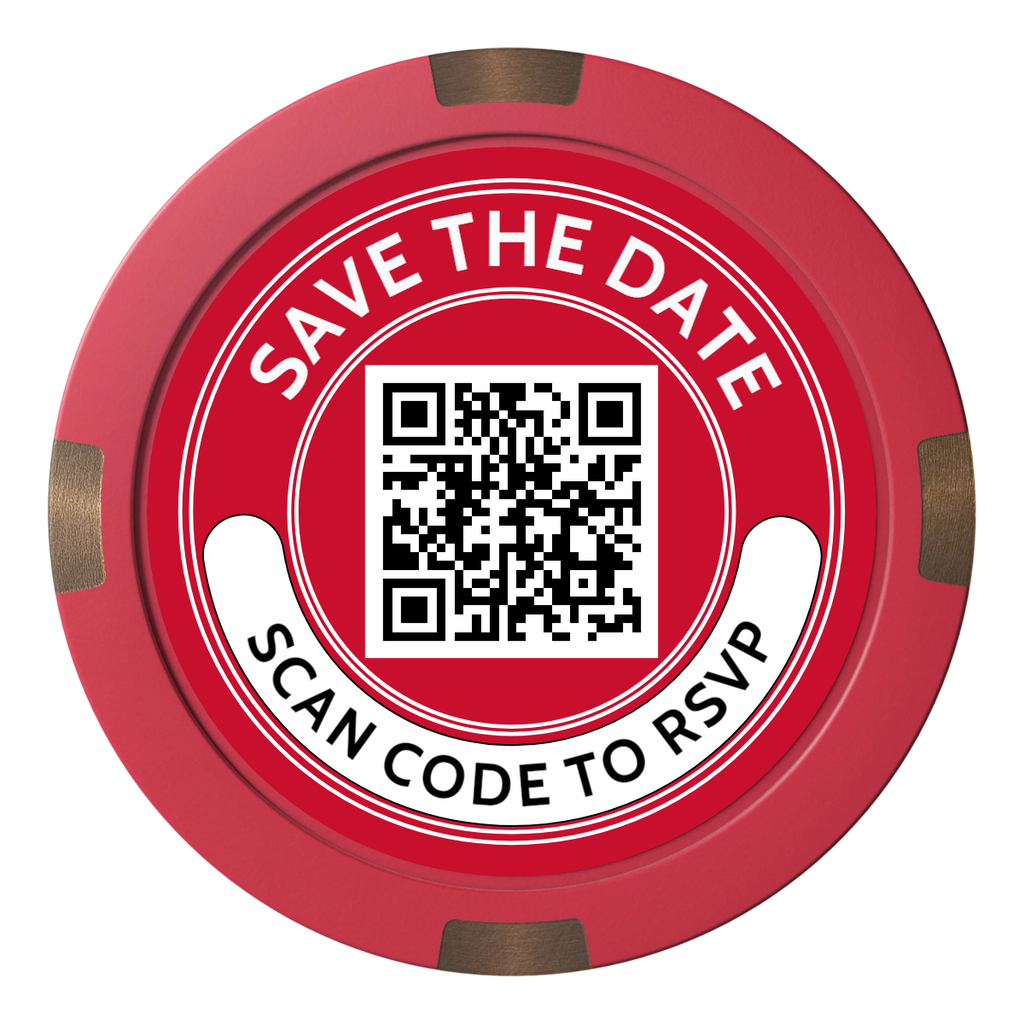 Save the Date Photo QR Code Composite & Metal Hybrid Poker Chips - Red - Back