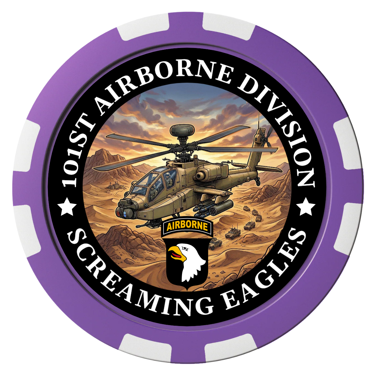 Army Airborne Composite Poker Chips - Purple / 8 Stripe - Front