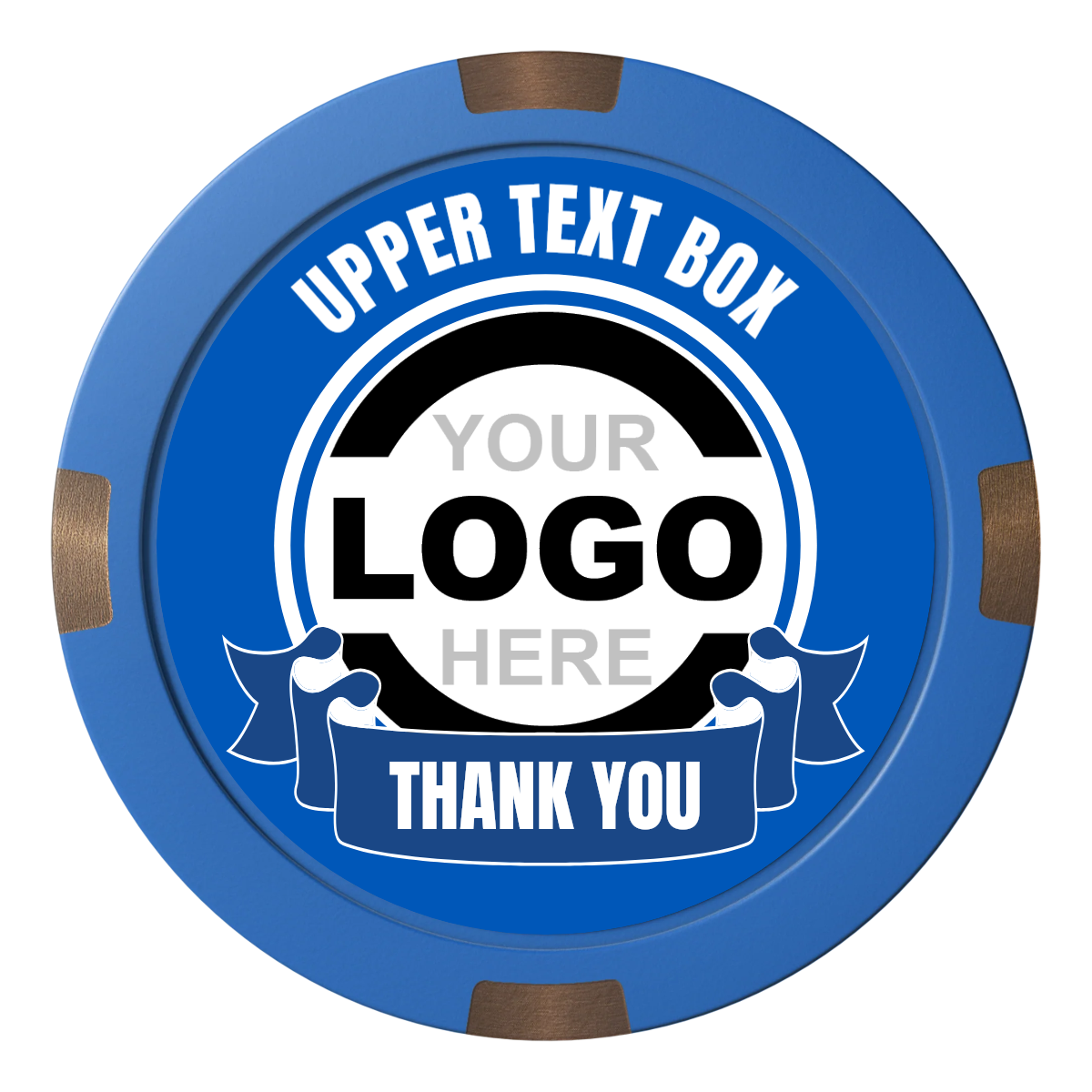Lower Banner Composite & Metal Hybrid Poker Chips - Blue - Front