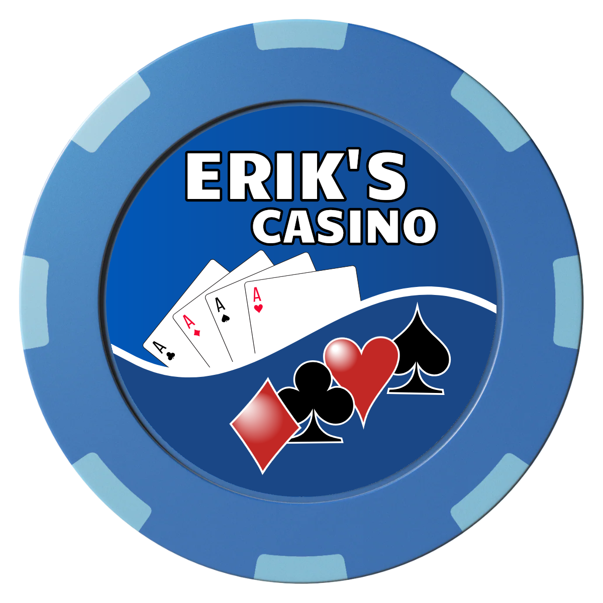 Erik's Casino Clay Poker Chips - Blue / 8 Spot (2 Tone) / 40mm - Front