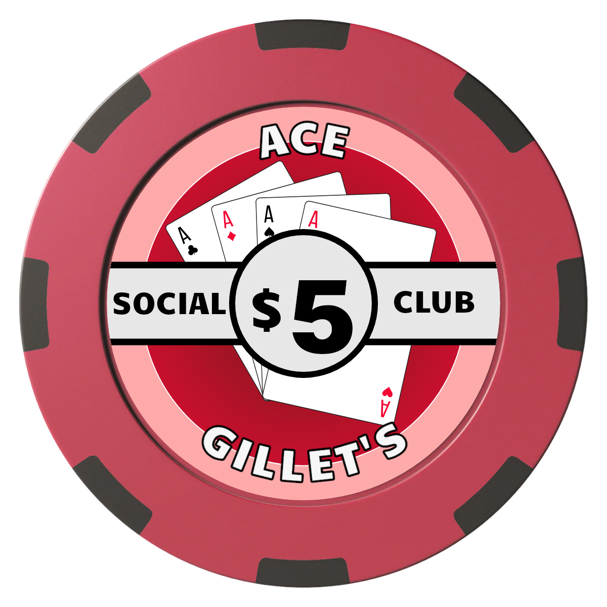 Ace Gillet's Clay Poker Chips - Red / 8 Spot (2 Tone) / 40mm - Front