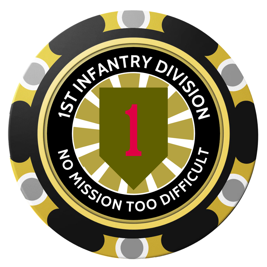 1st Infantry Division Clay Poker Chips - Black / Monte Carlo / 40mm - Front