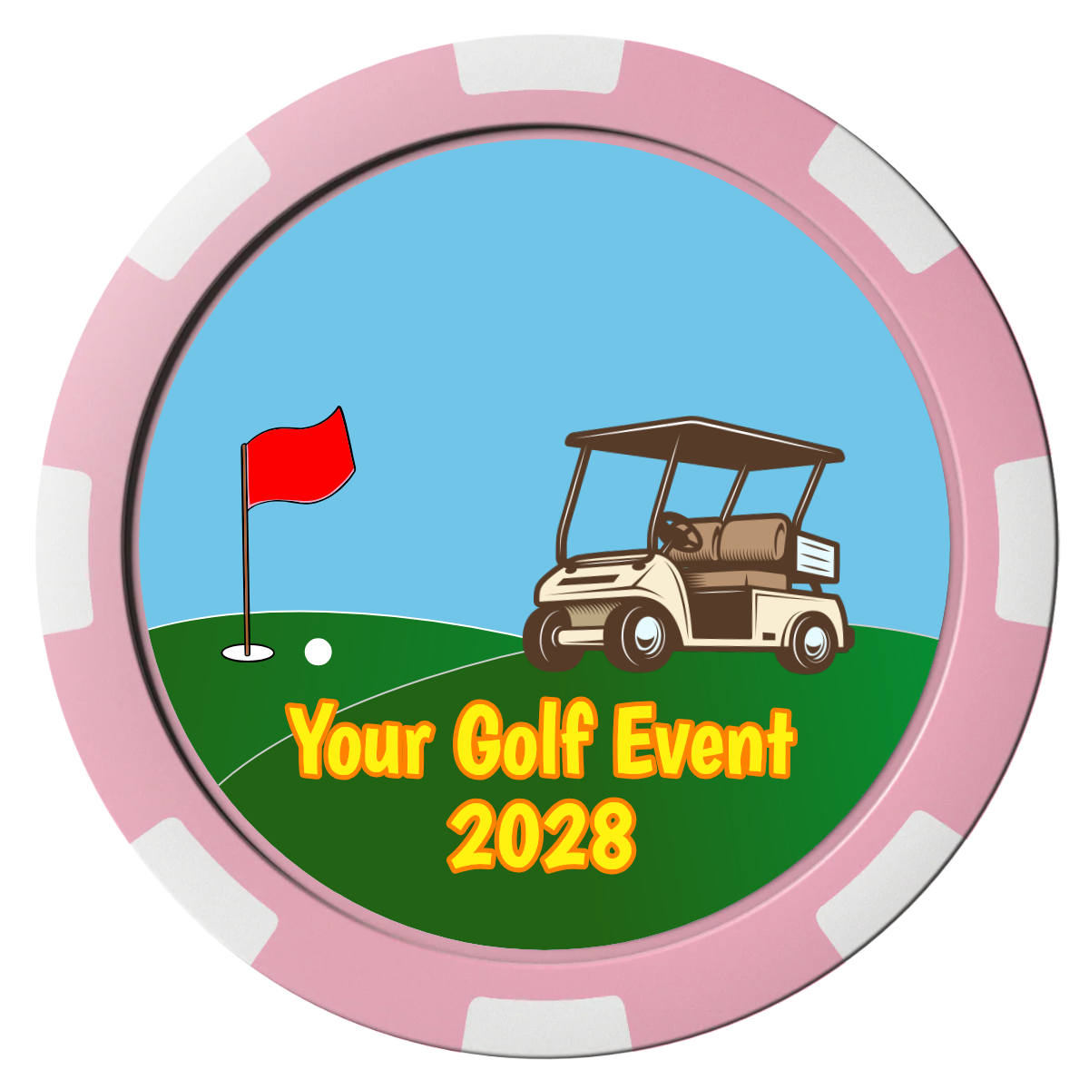 Going Golfing Today Composite Poker Chips - Pink / 8 Spot - Front