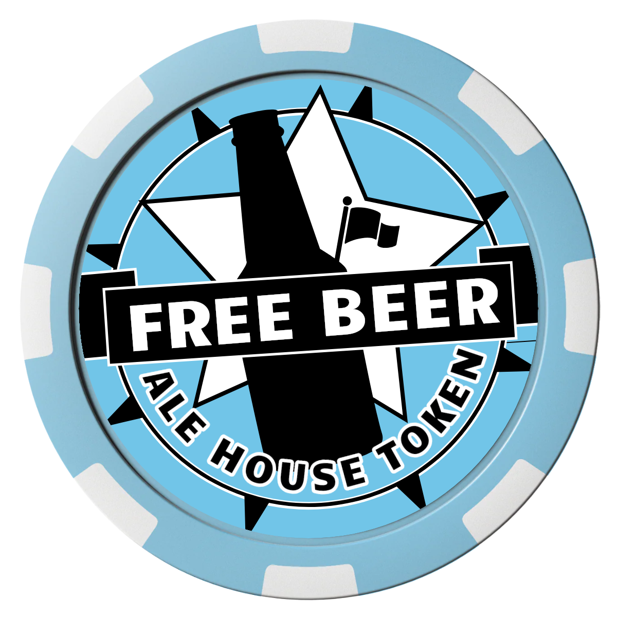 Free Beer Drink Composite Poker Chips - Light Blue / 8 Spot - Front