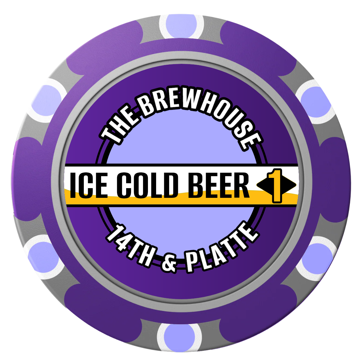 Ice Cold Beer Drink Token Clay Poker Chips - Purple / Monte Carlo / 40mm - Front