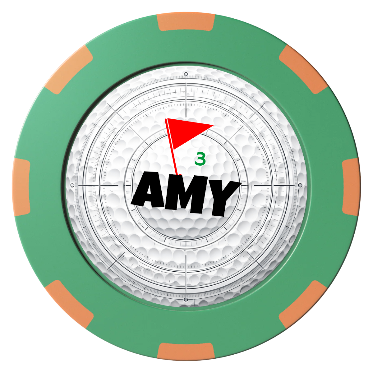 Ball Marcus Jr. Clay Poker Chips - Green / 8 Spot (2 Tone) / 40mm - Front