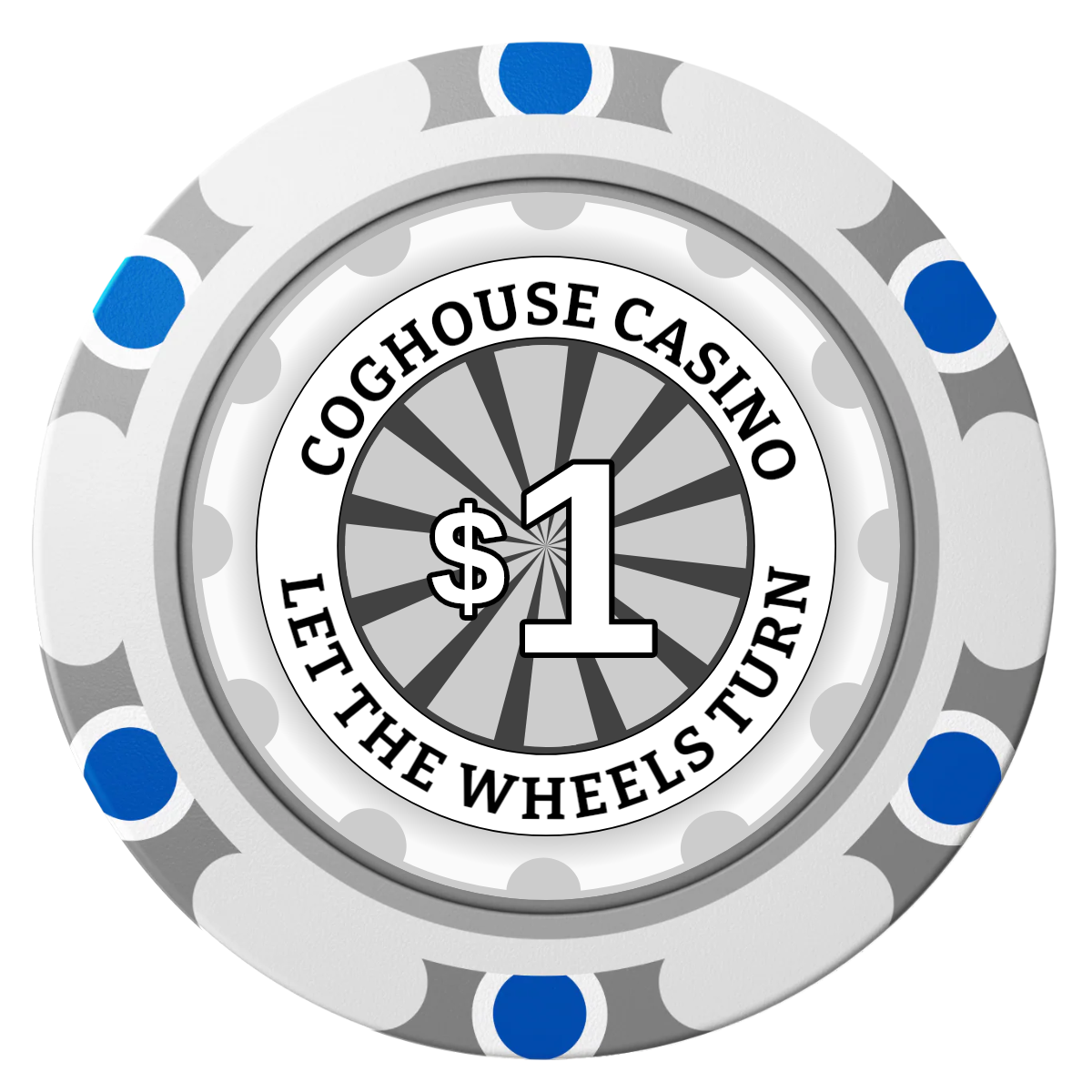 Cog House Clay Poker Chips - White / Monte Carlo / 40mm - Front