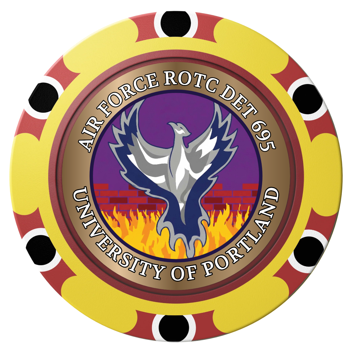 Air Force ROTC Det 695 Clay Poker Chips - Yellow / Monte Carlo / 40mm - Front