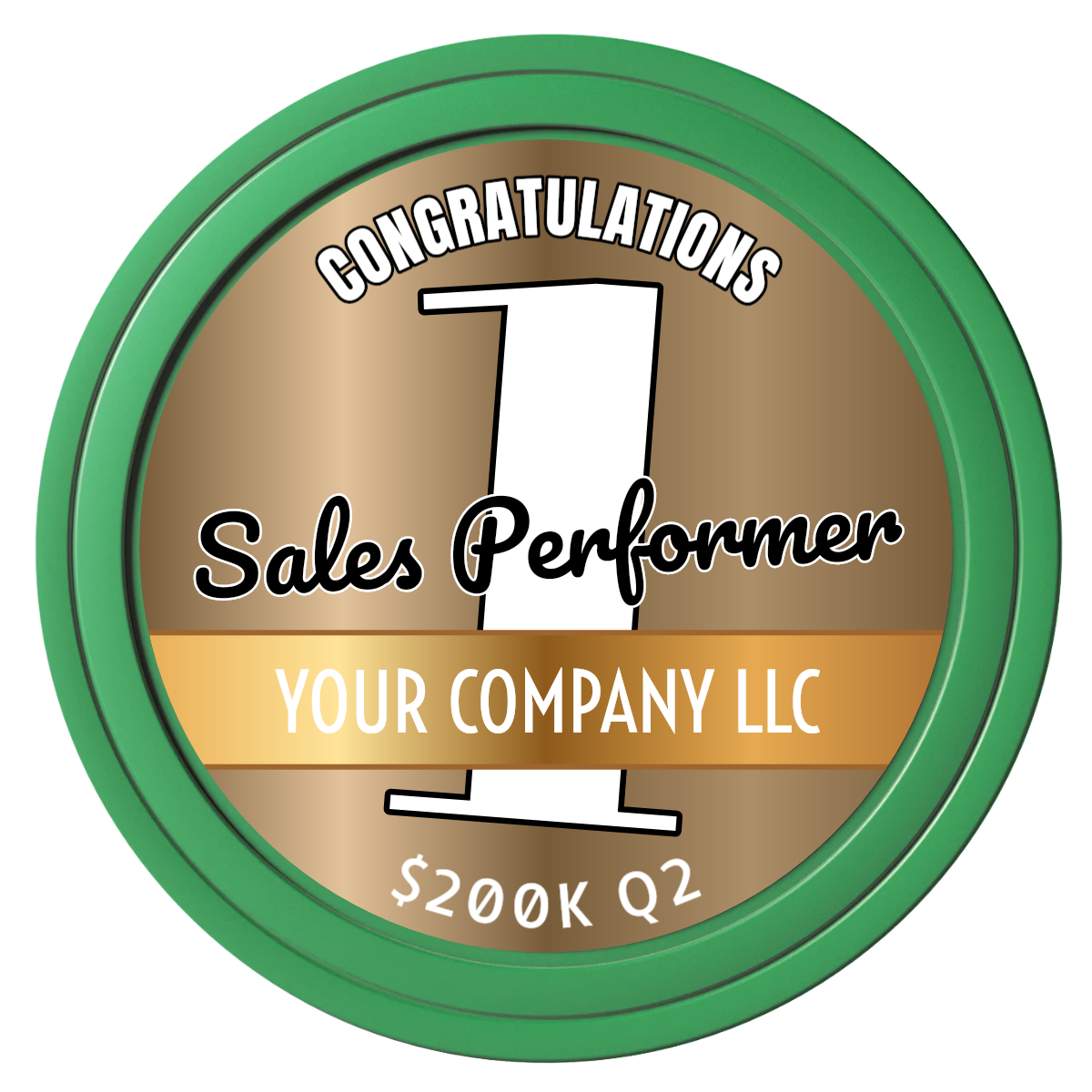 Top Sales Performer Composite Poker Chips - Green / Solid - Front