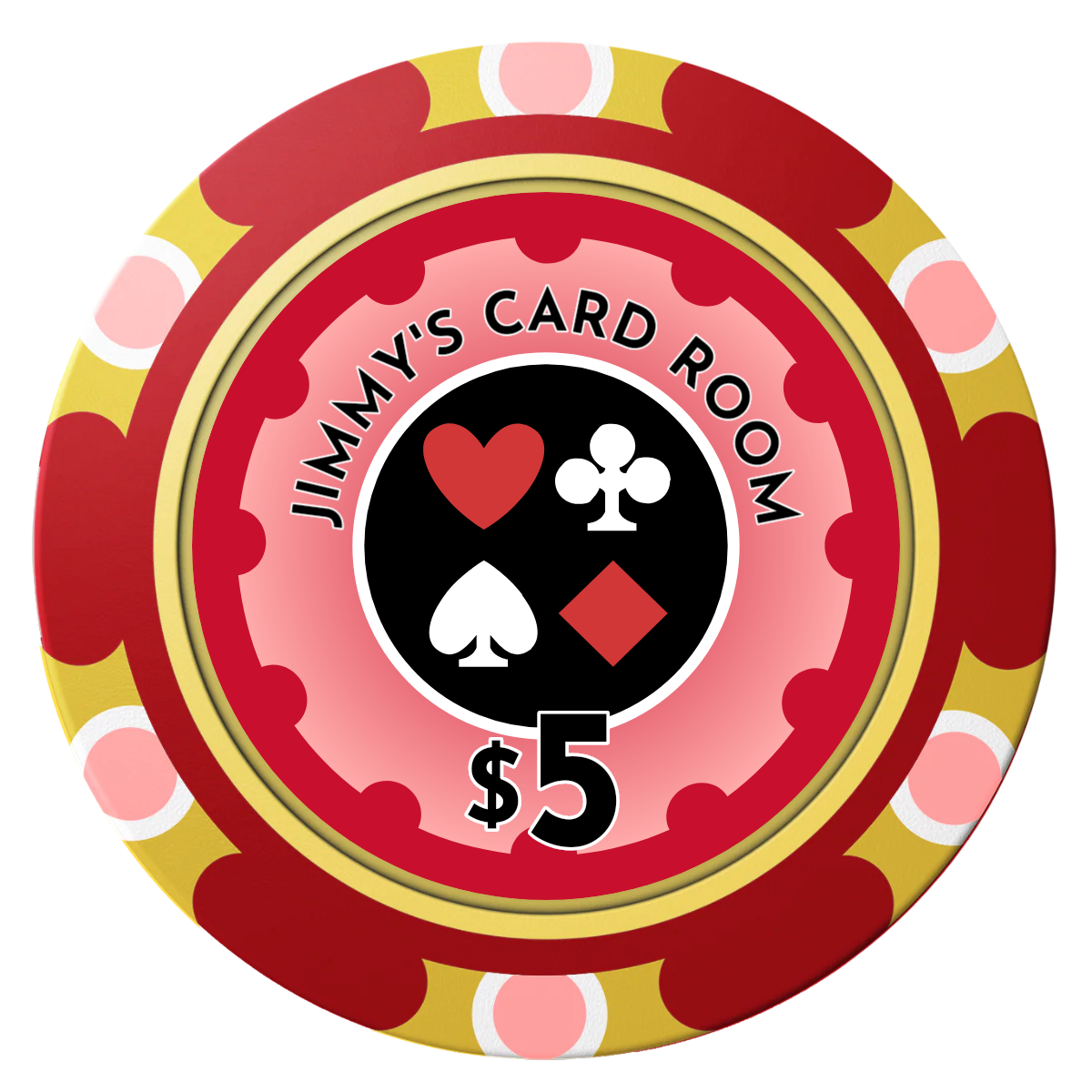Your Four Suits Clay Poker Chips - Red / Monte Carlo / 40mm - Front