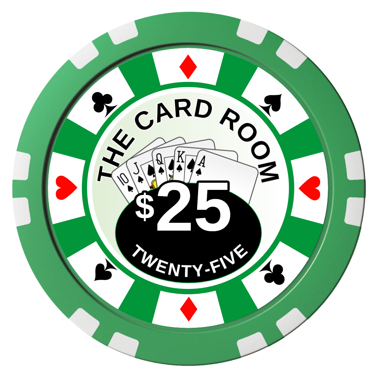 A Suitable Design Composite Poker Chips - Green / Double Stripe - Front