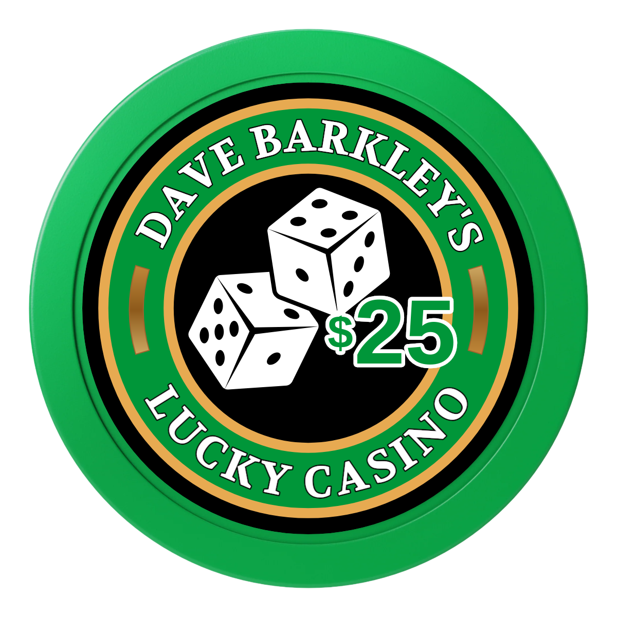 Dave's Lucky Casino 2" Oversized Poker Chips - Green - Front