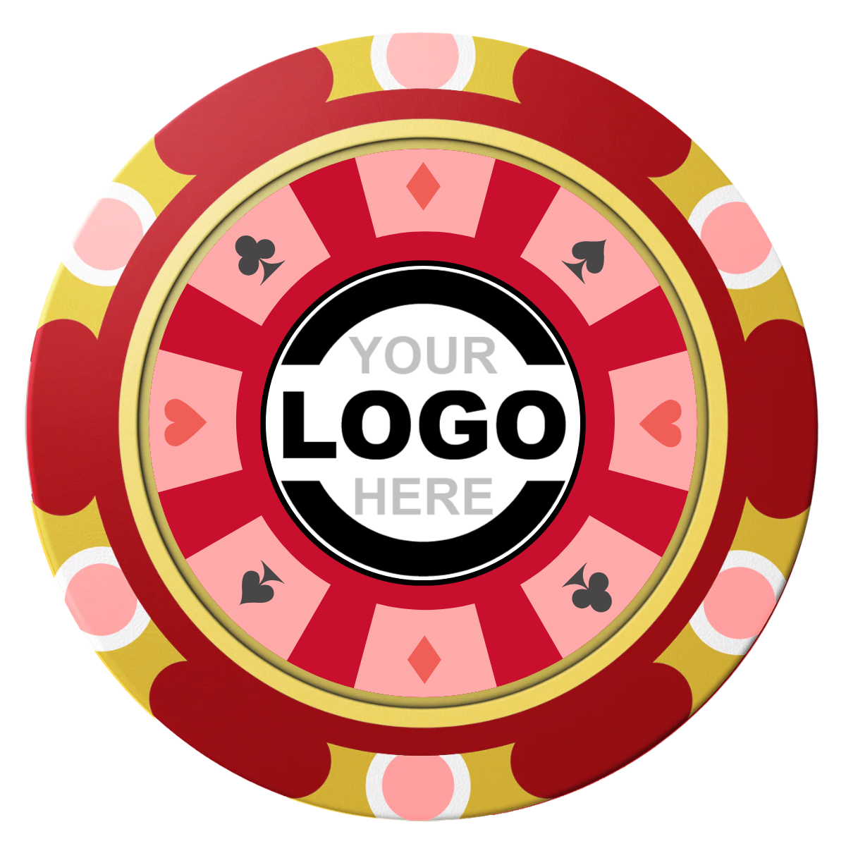 Suit 8 Your Logo Clay Poker Chips - Red / Monte Carlo / 40mm - Front