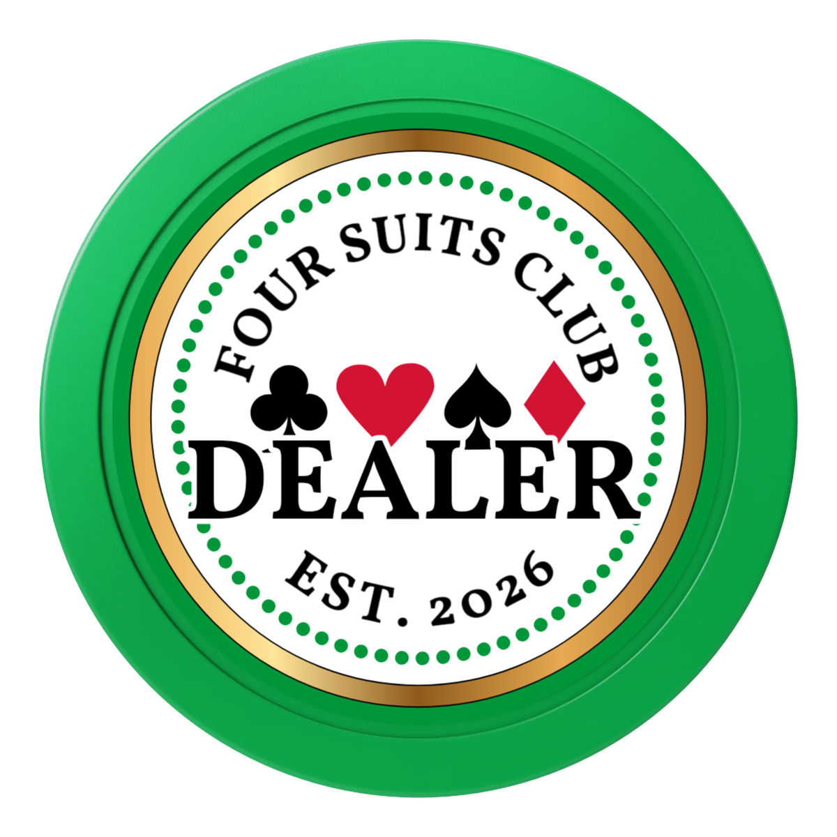 Fours Suits Club 2" Composite Dealer Button - Green - Front