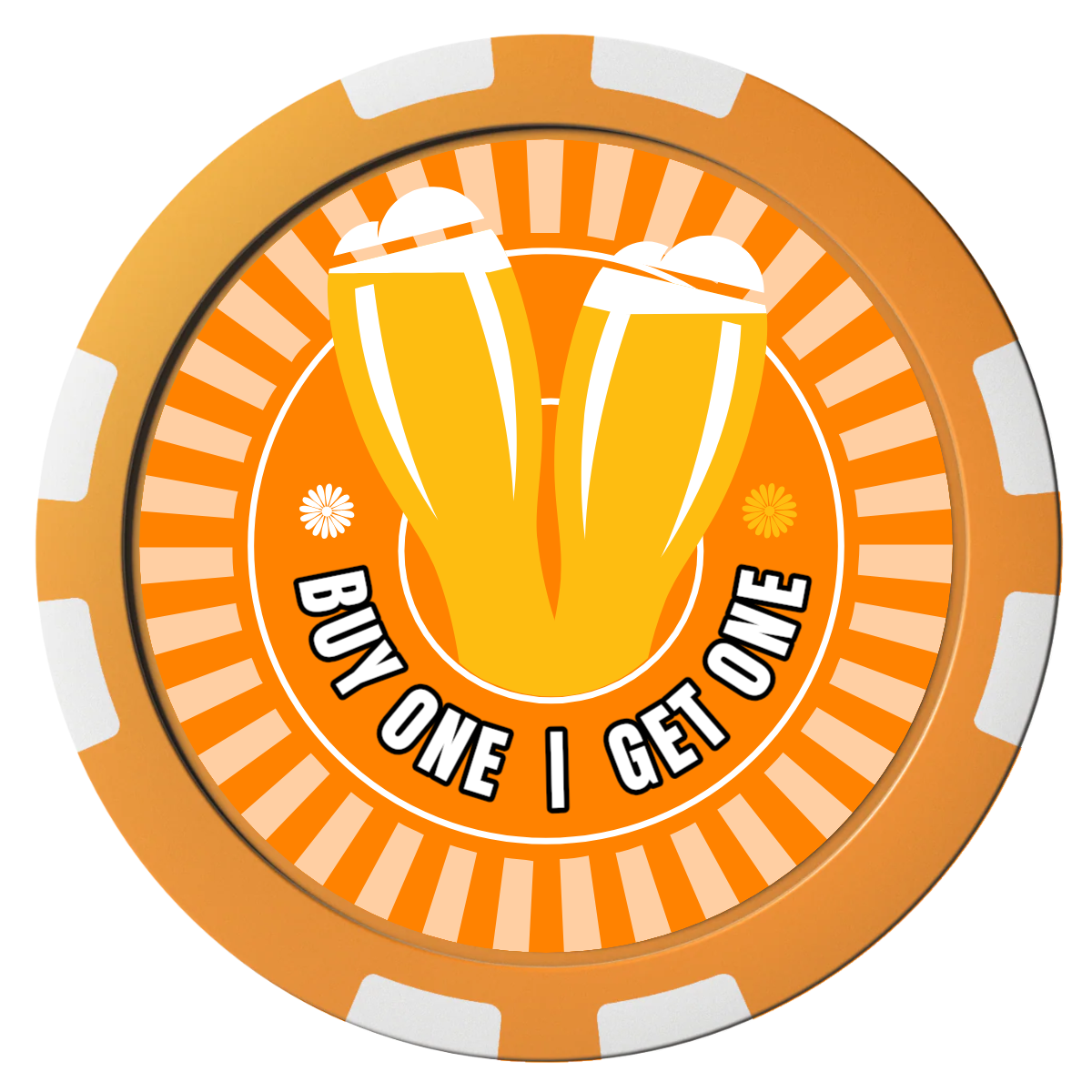 Double Pint Composite Poker Chips - Orange / 8 Stripe - Front