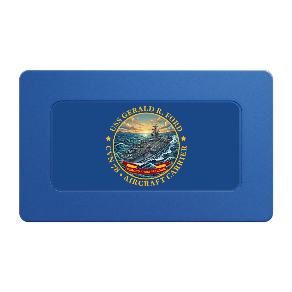 Navy USS Gerald Ford Rectangular Poker Chip Plaques - Blue - Back