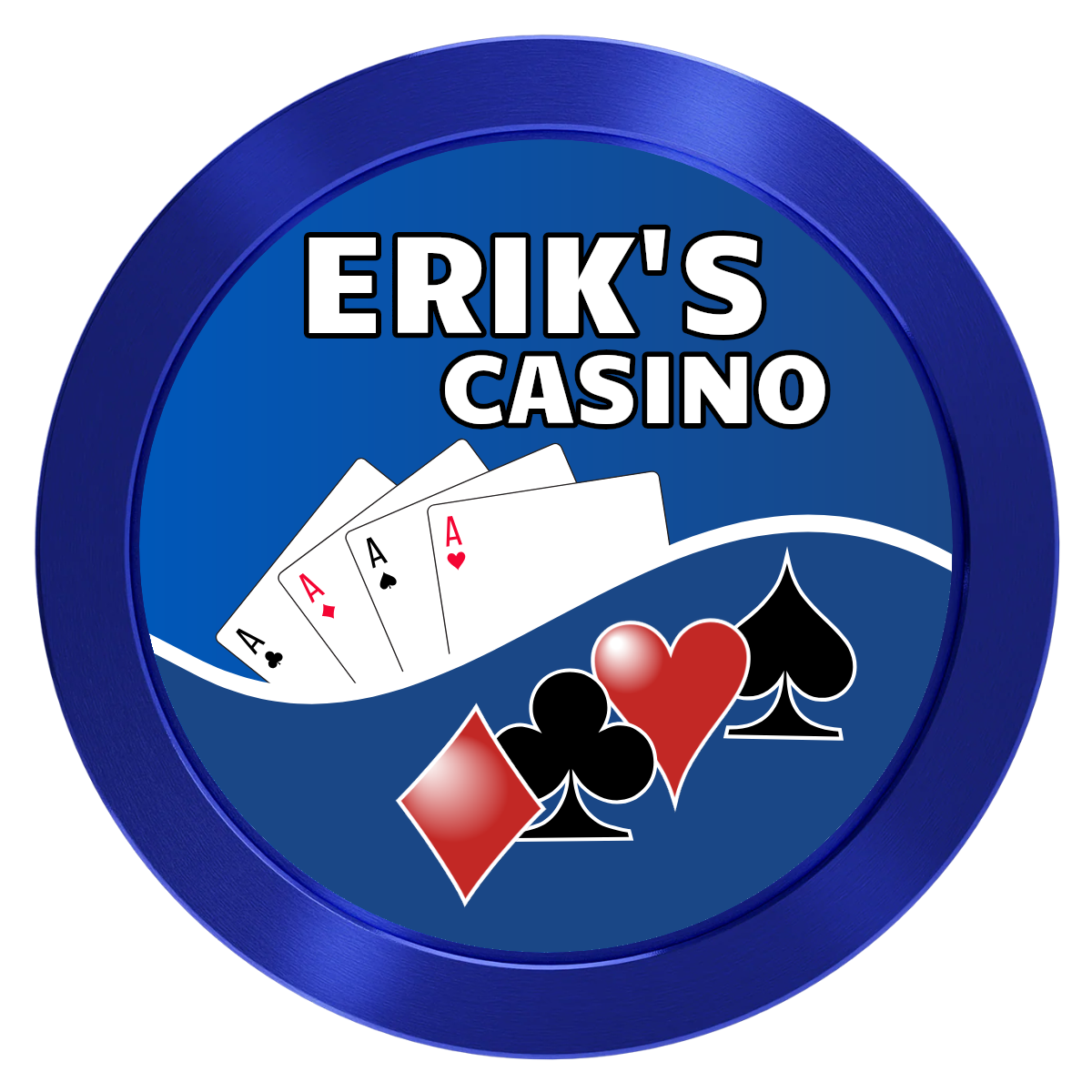 Erik's Casino Aluminum Poker Chips - Blue - Front