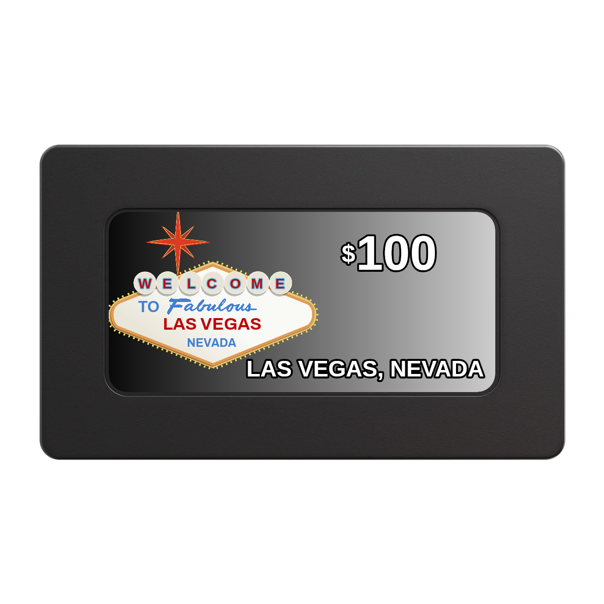 Vegas Sign Rectangular Poker Chip Plaques - Black - Front