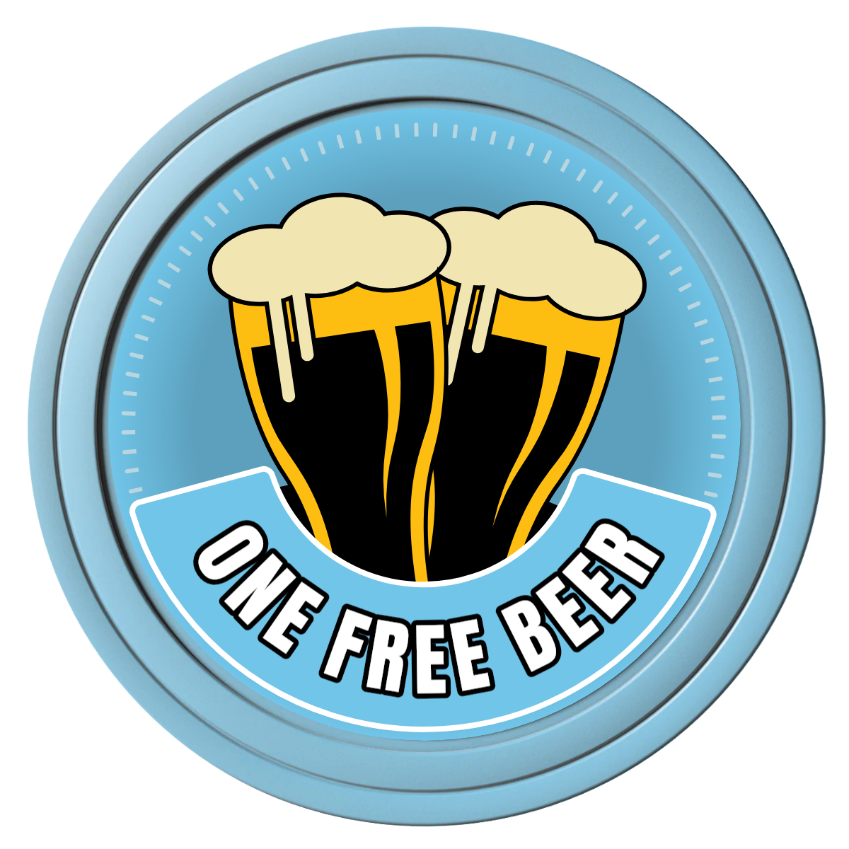 Double Pint 2 Composite Poker Chips - Light Blue / Solid - Front