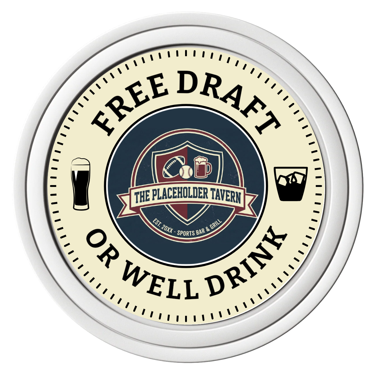 Beer Shop Composite Poker Chips - White / Solid - Front