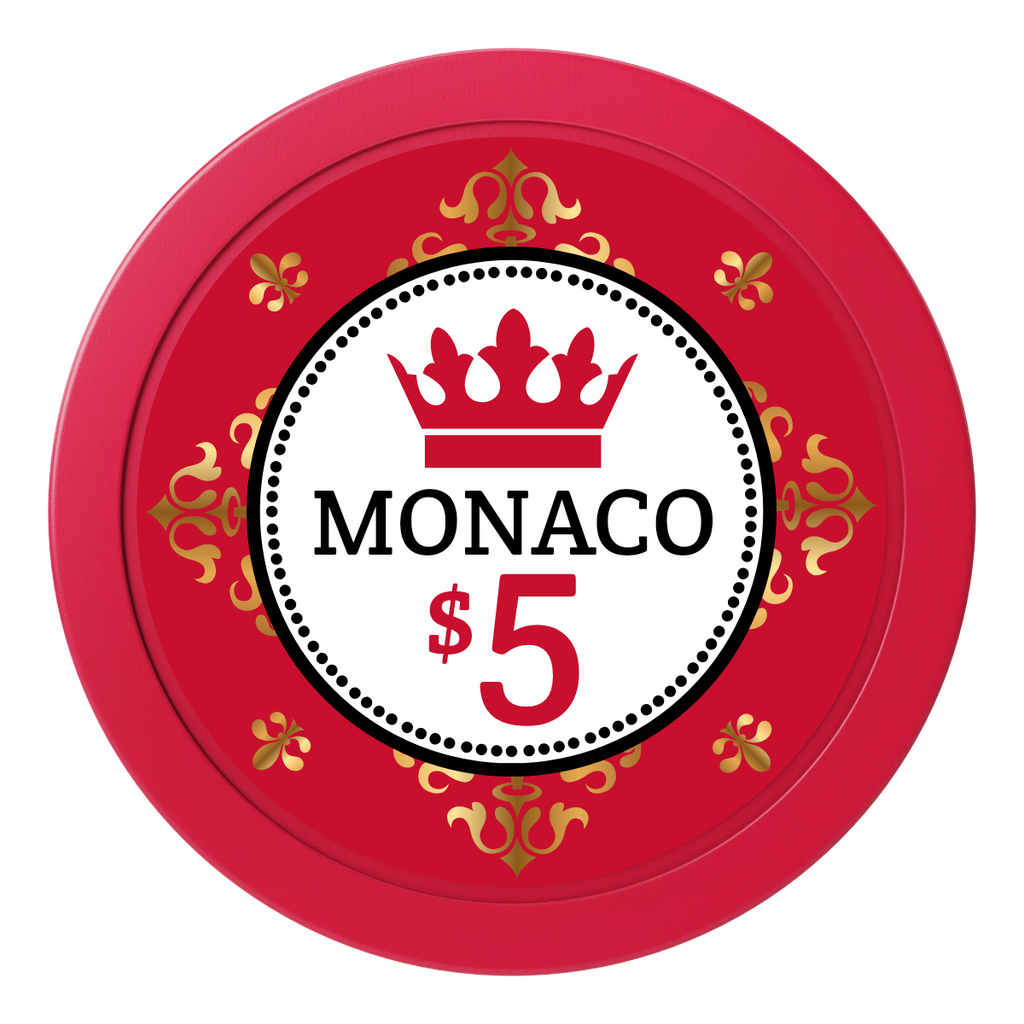 Monaco #001 2" Oversized Poker Chips - Red - Front