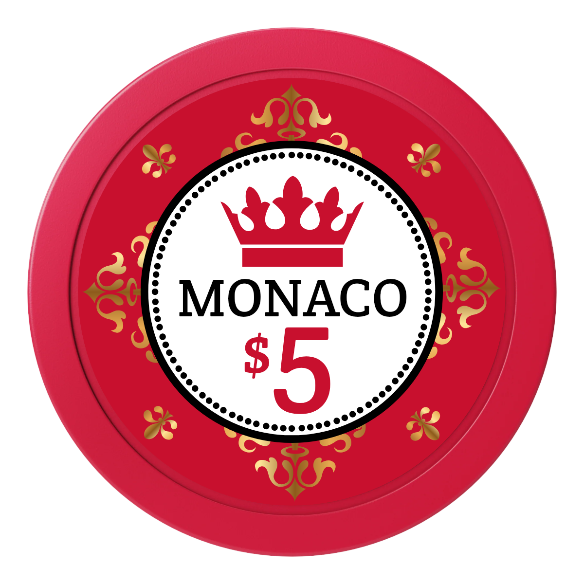 Monaco #001 2" Oversized Poker Chips - Red - Front