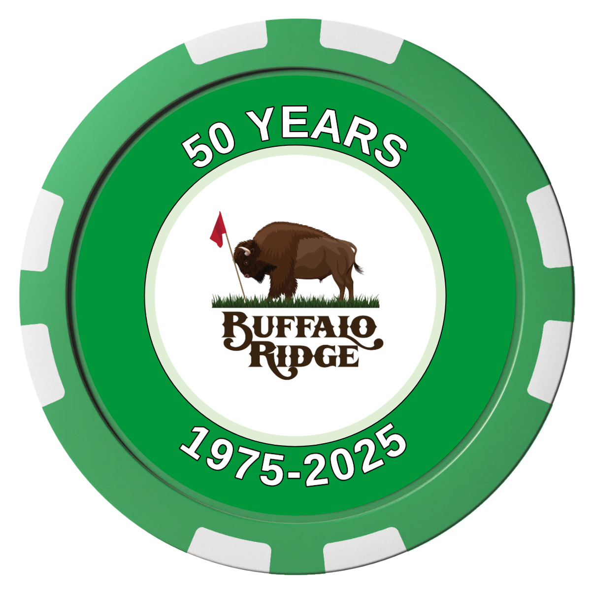 Branded Golf Pro Shop Composite Poker Chips - Green / 8 Stripe - Front