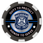 Police Department #01 Magnetic Composite Poker Chips - Black / 8 Spot - Front