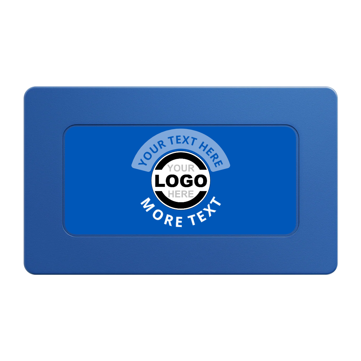 Two Tone Logo Rectangular Poker Chip Plaques - Blue - Front