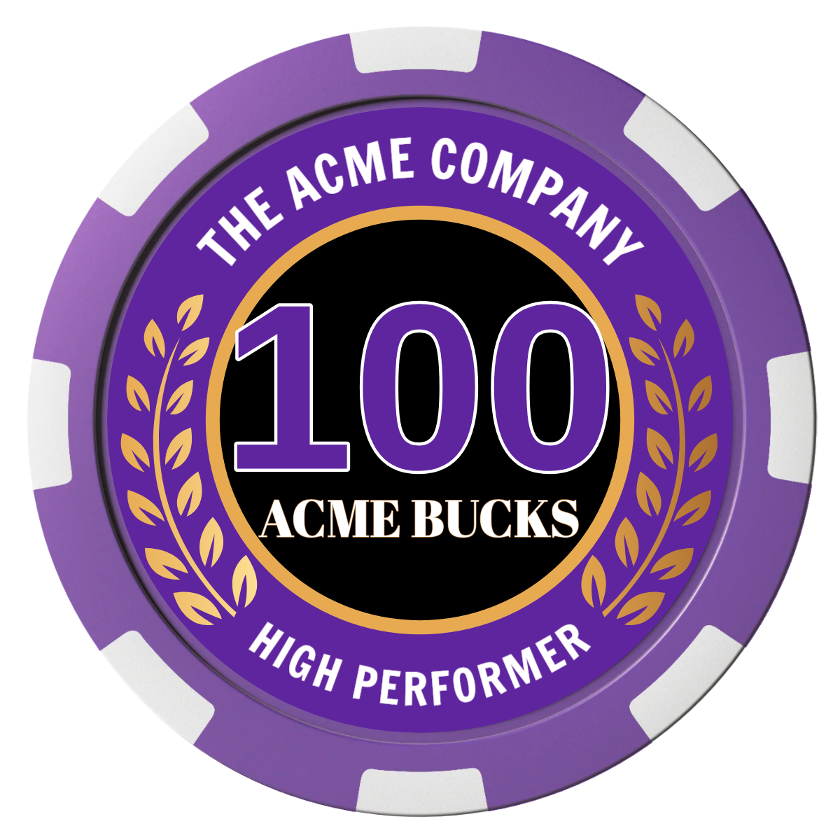 Achievement Wreath Composite Poker Chips - Purple / 8 Spot - Front