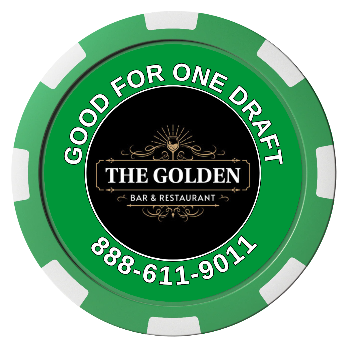 Branded Logo Bar Drink Token Magnetic Composite Poker Chips - Green / 8 Spot - Front