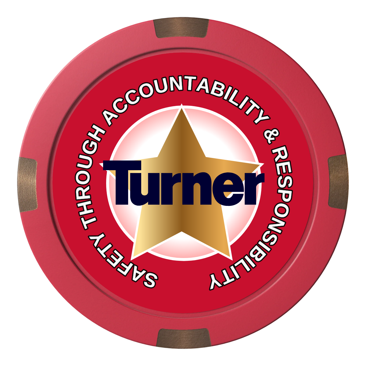 Safety Star Composite & Metal Hybrid Poker Chips - Red - Back