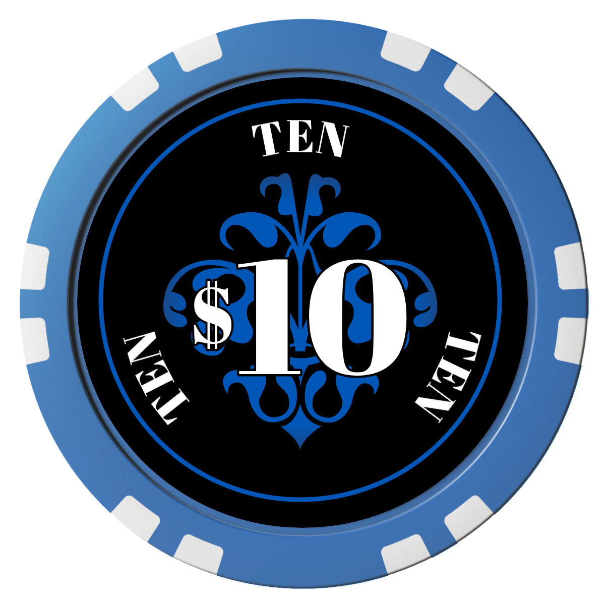 Gothic Revival Composite Poker Chips - Blue / Double Stripe - Front