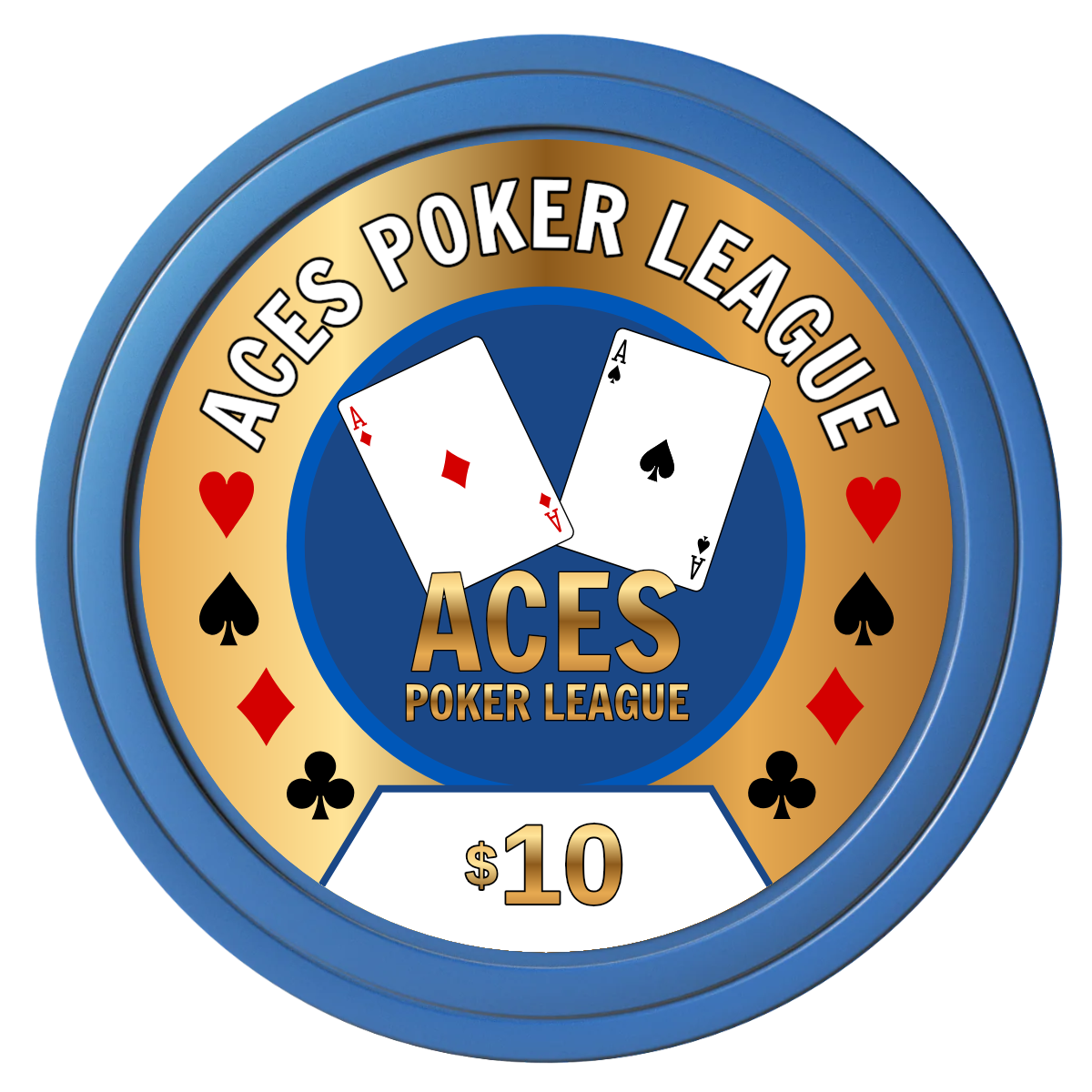 Aces Poker League Composite Poker Chips - Blue / Solid - Front