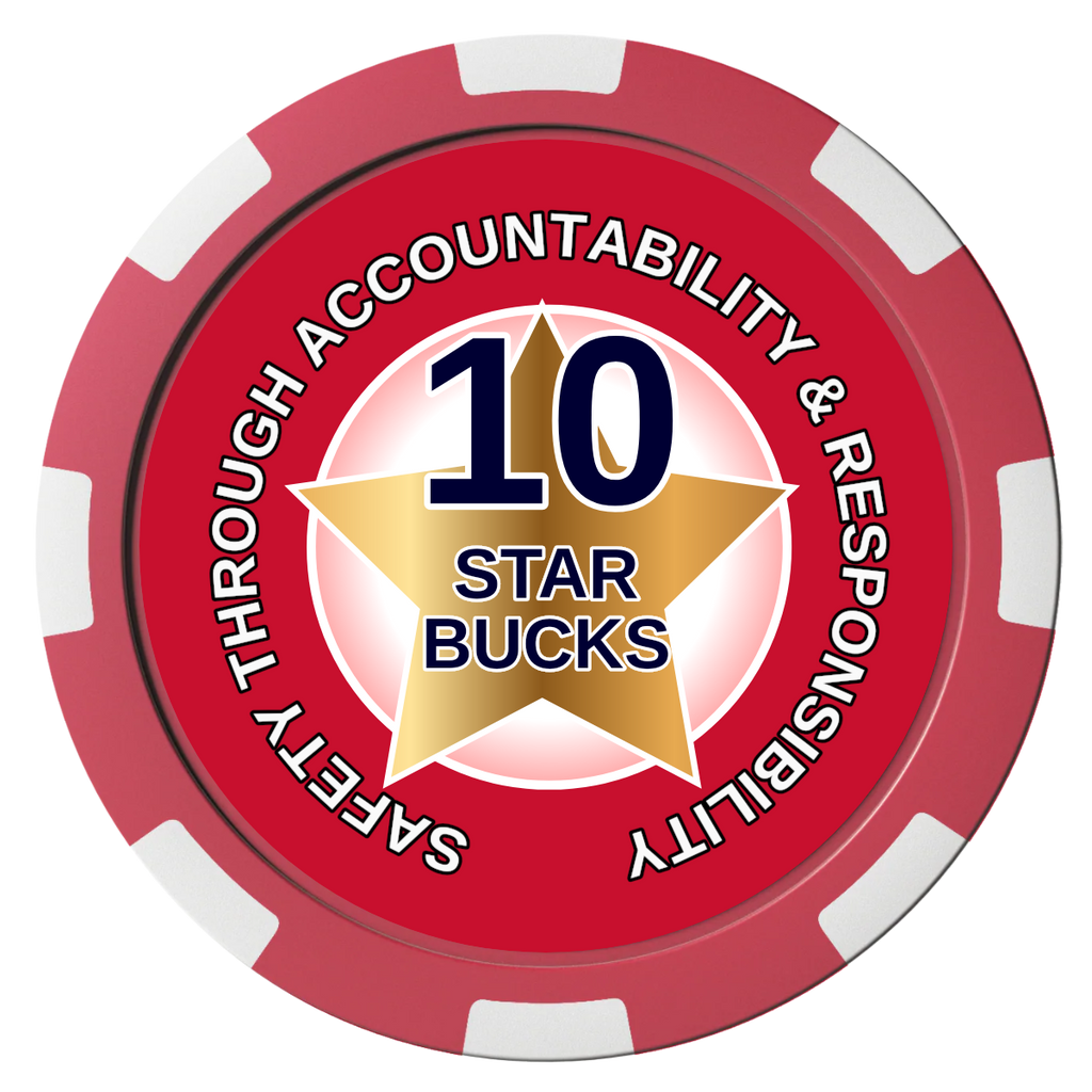 Safety Star Magnetic Composite Poker Chips - Black / 8 Spot - Front