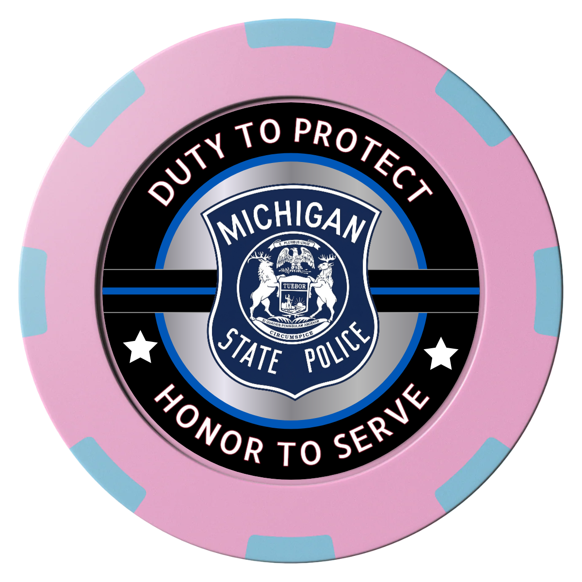 Police Department #01 Clay Poker Chips - Pink / 8 Spot (2 Tone) / 40mm - Front