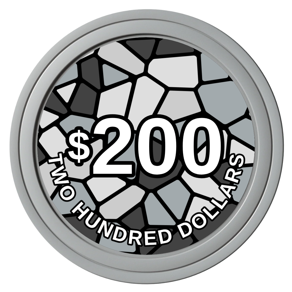 Stained Glass Composite Poker Chips - Gray / Solid - Front